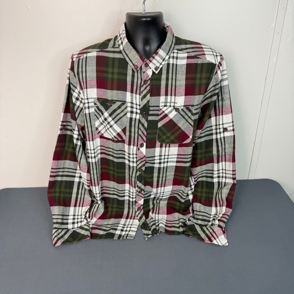 Craghoppers Men's Plaid Long Sleeve Button Down Shirt Green Red Size XL - Picture 2 of 5